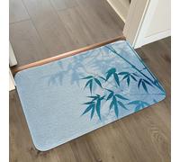 Alfombra Baño Hojas De Bambú Azul Alfombrilla Baño Microfibra Alfombra Ducha Antideslizante Bath Mat Secado Rapido Gruesa Agua Absorbente Bathroom Mat Suave Carpete 50x80cm