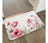 Alfombra Baño Hojas De Flor Rosa Alfombra Ducha Antideslizante Lavable Tapetes para Pasillo Dormitorio Entrada Alfombrilla Baño Antideslizante para Salir de la Ducha (50x80cm)