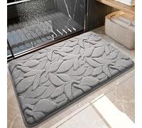Alfombra Baño Hojas Grises Alfombrilla Baño Microfibra Bath Mat Antideslizante Alfombra Ducha Secado Rapido Gruesa Agua Absorbente Bathroom Mat Suave Carpete 50x80cm