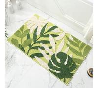 Alfombra Baño Hojas Verdes Alfombras Baños Microfibra Alfombra Ducha Antideslizante Alfombrilla Baño Rápida Absorción del Agua Alfombra de Baño Ultra Suave Lavable a Máquina40×60cm