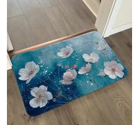 Alfombra Baño Lago Azul Flor Alfombrilla Baño Microfibra Alfombra Ducha Antideslizante Bath Mat Secado Rapido Gruesa Agua Absorbente Bathroom Mat Suave Carpete 40x60cm