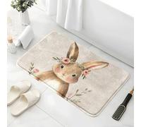 Alfombra Baño Lindo Conejo Marrón Alfombra Ducha Antideslizante Lavable Tapetes para Pasillo Dormitorio Entrada Alfombrilla Baño Antideslizante para Salir de la Ducha (50x80cm)