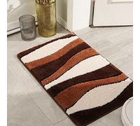 Alfombra Baño Ondulación Beige Marrón Alfombra Cocina Alfombrilla Baño Microfibra Suave Alfombra de Baño para Bañera Dormitorio Pasillo Alfombra Ducha Alfombra Antideslizante 50x80cm