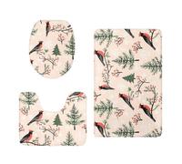 Alfombra Baño Pájaro Ramo Naranja Alfombrilla Baño Set 3 Piezas Secado Rapido Absorbe Agua Contorno en Forma de U y Tapa para Tapa Inodoro Lavable a Máquina Bath Mat 45x75 cm