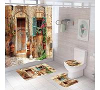 Alfombra Baño Perro Lindo Juego De Alfombras De Baño De 4 Piezas Secado Rapido, Incluye Alfombra De Baño 50×80Cm +Alfombras De Contorno + Cubierta del Asiento del Inodoro