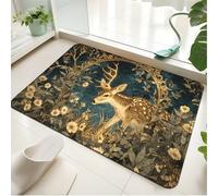Alfombra Baño Reno Marrón Floral Alfombra Ducha Antideslizante Lavable Tapetes para Pasillo Dormitorio Entrada Alfombrilla Baño Antideslizante para Salir de la Ducha (50x80cm)