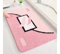 Alfombra Baño Rosa Negro Alfombrilla Baño Microfibra Bath Mat Antideslizante Alfombra Ducha Secado Rapido Gruesa Agua Absorbente Bathroom Mat Suave Carpete 40x60cm