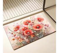 Alfombra Baño Secado Rapido con Diatomita, 40 x 50 cm Antideslizante Bañera Alfombra de Baño Rosa, Super Absorbente Alfombrilla Ducha con Múltiples Aplicaciones para Cocina, Bañera, Amapola D-4153