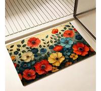 Alfombra Baño Secado Rapido con Diatomita, 50 x 60 cm Antideslizante Bañera Alfombra de Baño Otoño, Super Absorbente Alfombrilla Ducha con Múltiples Aplicaciones para Cocina, Bañera, Amapola D-3255
