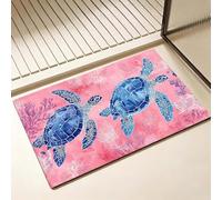 Alfombra Baño Secado Rapido con Diatomita, 60 x 90 cm Antideslizante Bañera Alfombra de Baño Rosa, Super Absorbente Alfombrilla Ducha con Múltiples Aplicaciones para Bañera, Tortuga marina D-6173