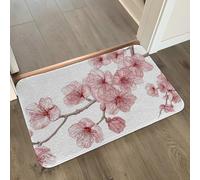 Alfombra Baño Vino Flor Roja Alfombrilla Baño Microfibra Alfombra Ducha Antideslizante Bath Mat Secado Rapido Gruesa Agua Absorbente Bathroom Mat Suave Carpete 40x60cm