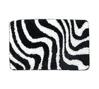 Alfombra Baño Zebra Stripe Negro Alfombrilla Baño Microfibra Bath Mat Antideslizante Alfombra Ducha Secado Rapido Gruesa Agua Absorbente Bathroom Mat Suave Carpete 50x80cm