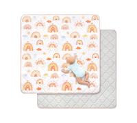 Alfombra Bebe 127×127 cm Plegable, Espesar 2cm Alfombra Juegos Bebes Antideslizante, Tapete de Actividades Bebe Alfombras de Gateo Apto para Interior/Exterior/Valla (Arco Iris Boho)