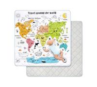 Alfombra Bebe 127×127 cm Plegable, Espesar 2cm Alfombra Juegos Bebes Antideslizante, Tapete de Actividades Bebe Alfombras de Gateo Apto para Interior/Exterior/Valla (Mapamundi)