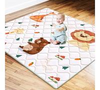Alfombra Bebé 127x127cm, Tapete de Actividades Bebé Plegable, Antideslizante Algodón Alfombras de Gateo, Mat Suelo para Bebe para Jugar en Casa, Tapete de Actividades Bebe para1 2 3 Años