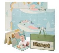 Alfombra Bebe Acolchada Plegable 120x180x0.8cm - tapete actividades infantil Antideslizante para Gateo, tummy time y primeros pasos - Colchoneta bebe suelo Impermeable, Portátil para juego diario