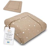Alfombra bebe acolchada plegable - manta de juego para bebes colchoneta suelo infantiles o tapete infantil habitacion para niños y niñas 100 cm Certificado Oeko-Tex Beige con estrellas blancas