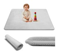 Alfombra Bebe Gruesa, Alfombra Bebe Acolchada con Relleno De Esponja y Franela, Alfombras Juegos Bebes Antideslizante, Tapete Bebe Actividades de Fácil Cuidado, Regalo para Bebes (Gris, 150*200)