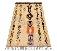 Alfombra BERBER BJ1005 Boujaad tejida a mano desde Marruecos, Boho - beige / amarillo 140x185 cm