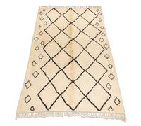 Alfombra BERBER MR1652 Beni Mrirt tejida a mano desde Marruecos, Rombos - beige / negro 160x260 cm