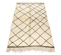 Alfombra BERBER MR1943 Beni Mrirt tejida a mano desde Marruecos, Enjerado - beige / negro 170x245 cm