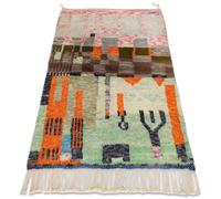Alfombra BERBER MR4296 Beni Mrirt tejida a mano desde Marruecos, Abstracta - verde / naranja 110x150 cm