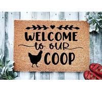 Alfombra Bienvenidos A Nuestro Gallinero Suaves Alfombra Entrada Interior Absorbentes Trampa De Tierra para Cocina Hogar Jardín 60X40Cm