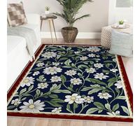 Alfombra Blooming Flowers 200x300 Alfombras Lavables máquina tapitas Bohemias salón Antideslizante Interior Manta Grande Oficina Cocina Comedor Fresh Plant Blanca Daisy tapetes Cocina