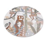 Alfombra BONO 8426 círculo Selva animales salvajes crema/oro oscuro circulo 140 cm