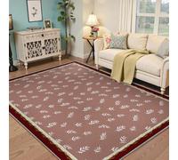 Alfombra botánica Minimalista, alfombras Bohemias Modernas Lavables, Hojas diminutas dispersas y Fondo Neutro, Alfombra Fina de Perfil bajo, Antideslizante para Dormitorio, Oficina en casa 120x240cm