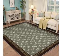 Alfombra botánica Minimalista, Hojas de Sauce Blancas Lavables y alfombras de Fondo Verde Salvia para Dormitorio, Comedor, Alfombra Antideslizante de Pelo bajo para la Entrada a la casa 180x200cm