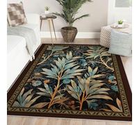 Alfombra botánica Vintage 180x240 Alfombra Lavable salón alfombras Negras Azules Resistente Manchas Comedor bajo Mesa moqueta Antideslizante salón Dormitorio vestíbulo