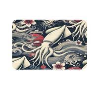 Alfombra Calamares Bendiciendo A Los Peces Japoneses Atrapapolvo Felpudo Entrada Absorbentes Tapete De Entrada para Pasillo Casa Recibidor 60X40Cm