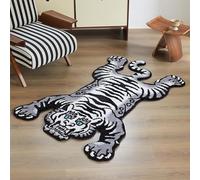 Alfombra capitoné de pelo alto con diseño de tigre tibetano de 5 x 3.3 pies, para interiores, lavable a máquina, con respaldo antideslizante de TPR, para dormitorio, baño, sala de estar y comedor,