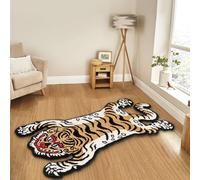 Alfombra capitoné de tigre tibetano de 5 x 3 pies para sala de estar, alfombras suaves y divertidas para dormitorio, alfombra lavable con respaldo antideslizante de TPR para decoración del hogar