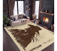 Alfombra clásica moderna estampada 140 x 200 cm Vintage Ferme Western Cowboy, Shabby Chic Alfombra de salón lavable - Alfombra antideslizante práctica para comedor, pasillo, dormitorio infantil