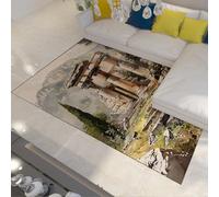 Alfombra clásica Retro área Ruinas arquitectónicas Antiguas Alfombras Piedra con diseño escaleras Alfombras Pelo bajo Antideslizante Alfombra Fina para Dormitorio Salón Plegable Lavable 60x120cm