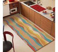 Alfombra Cocina 40X120Cm Azul Amarillo Alfombra Vinilica 2 Cuero Alfombras Cocina Antideslizante,Alfombra De Pasillo De PVC Impermeable,Antideslizante Y Resistente Antifatiga Al Aceite