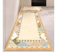 Alfombra Cocina 40X120Cm Gris Naranja Alfombra Vinilica 2 Cuero Alfombras Cocina Antideslizante,Alfombra De Pasillo De PVC Impermeable,Antideslizante Y Resistente Antifatiga Al Aceite