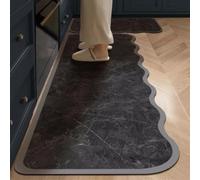 Alfombra Cocina 40X120Cm Mármol Negro Alfombra Vinilica 2 Cuero Alfombras Cocina Antideslizante,Alfombra De Pasillo De PVC Impermeable,Antideslizante Y Resistente Antifatiga Al Aceite