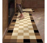 Alfombra Cocina 40X120Cm Marrón Beige Alfombra Vinilica 2 Cuero Alfombras Cocina Antideslizante,Alfombra De Pasillo De PVC Impermeable,Antideslizante Y Resistente Antifatiga Al Aceite