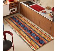Alfombra Cocina 40X60Cm+40X120Cm Bohemia Azul Alfombra Vinilica 2 Cuero Alfombras Cocina Antideslizante,Alfombra De Pasillo De PVC Impermeable,Antideslizante Y Resistente Antifatiga Al Aceite