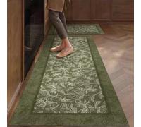 Alfombra Cocina 40X60Cm Hojas Blancas Alfombra Vinilica 2 Cuero Alfombras Cocina Antideslizante,Alfombra De Pasillo De PVC Impermeable,Antideslizante Y Resistente Antifatiga Al Aceite