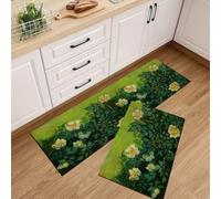 Alfombra Cocina 40X60Cm Plantas Verdes Alfombra Vinilica 2 Cuero Alfombras Cocina Antideslizante,Alfombra De Pasillo De PVC Impermeable,Antideslizante Y Resistente Antifatiga Al Aceite