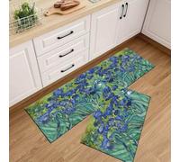 Alfombra Cocina 50X160Cm Flor Púrpura Alfombra Vinilica Cocina Cuero,Modernas Lavable Antideslizante Anti Fatiga para Pasillo, Comedor,Hogar Alfombrilla Cocina