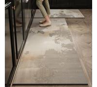 Alfombra Cocina 50X160Cm Gris Beige Alfombra Vinilica Cocina Cuero,Modernas Lavable Antideslizante Anti Fatiga para Pasillo, Comedor,Hogar Alfombrilla Cocina