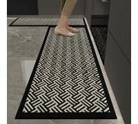 Alfombra Cocina 50X160Cm Línea Negra Alfombra Vinilica Cocina Cuero,Modernas Lavable Antideslizante Anti Fatiga para Pasillo, Comedor,Hogar Alfombrilla Cocina