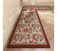 Alfombra Cocina 50X80Cm+50X160Cm Rosa Y Rojo Alfombra Vinilica 2 Cuero Alfombras Cocina Antideslizante,Alfombra De Pasillo De PVC Impermeable,Antideslizante Y Resistente Antifatiga Al Aceite