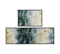 Alfombra Cocina 50X80Cm Azul Oscuro Alfombra Vinilica Cocina Cuero,Modernas Lavable Antideslizante Anti Fatiga para Pasillo, Comedor,Hogar Alfombrilla Cocina