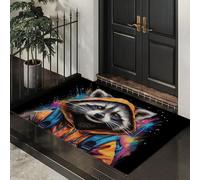 Alfombra Color Naranja Mapache Salpicado De Tinta 90X150Cm Pies Para Entrada Suave Lavable Estilo Grafiti Callejero Para Cocina Antideslizante De Pelo Bajo Plegable Para Puerta Delantera Salón